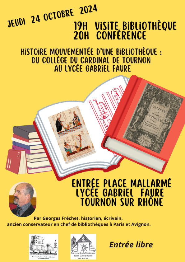 Conférence Histoire mouvementée d’une bibliothèque : du collège du cardinal de Tournon au lycée Gabriel Faure jeudi 24 octobre 2024 à 20h